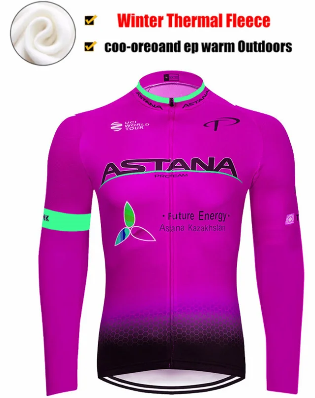 Астана, профессиональная команда, мужские куртки для велоспорта, Зимняя Теплая Флисовая Джерси для велоспорта, теплая одежда для горного велосипеда, куртка northwave - Цвет: Winter Jersey