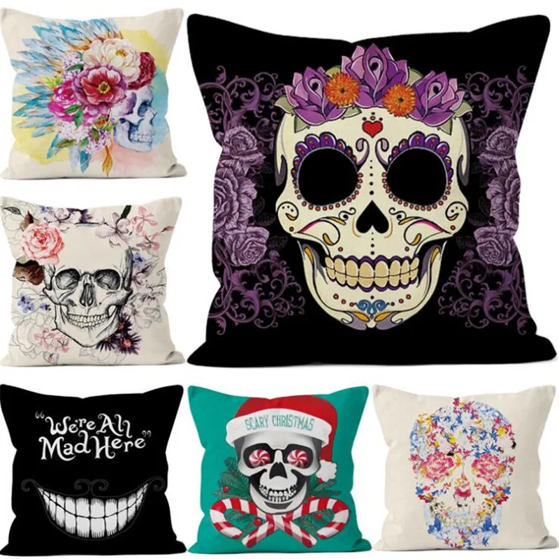 

Pillowcase Halloween flowers And Horror Funny Series Pillowcase Sublimation Technology Wash Faded Home Decoration Pillowcase