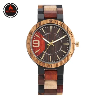

REDFIRE Wooden Men Watches Quartz Natural Wooden Straps Men's Watch To Brand Luxury Creative Wood Clock Gifts Valentines