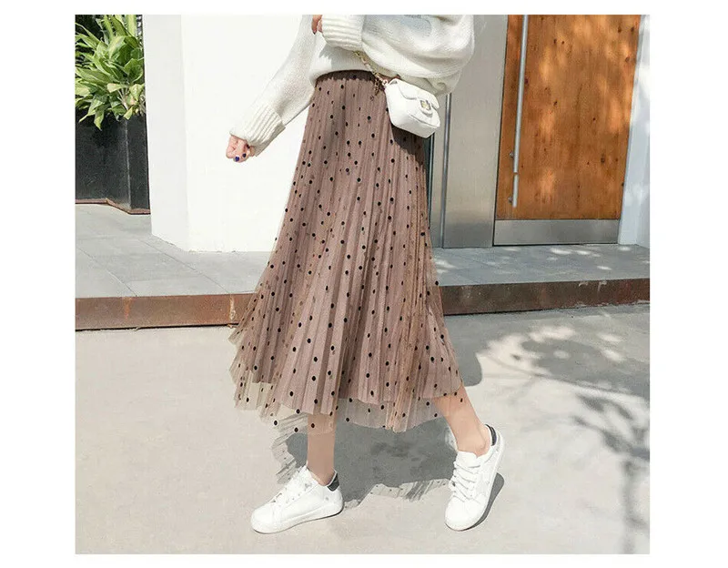 Hirigin новые модные женские Boho в горошек длинные макси юбки женская летняя с высокой талией плиссированная пляжная стильная повседневная