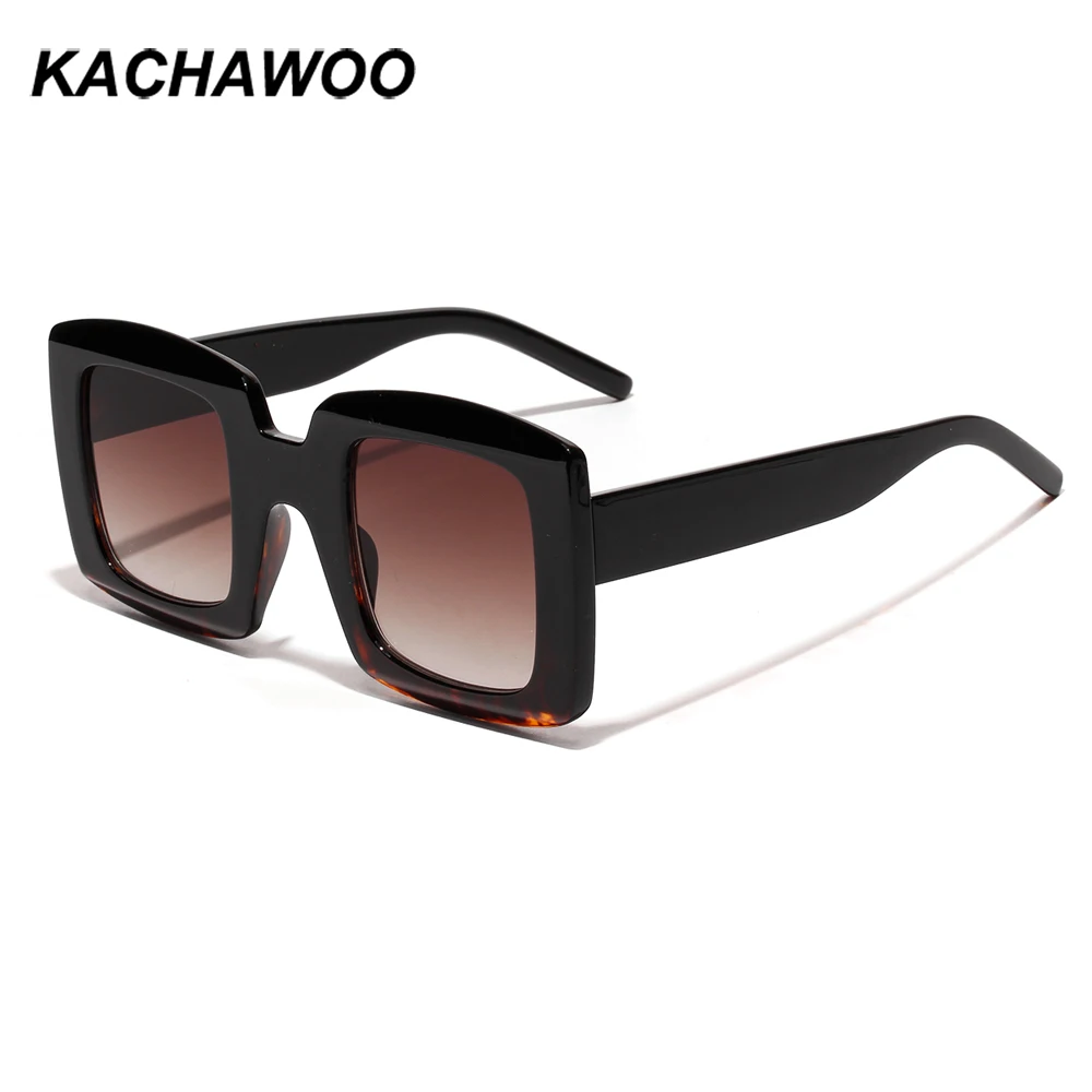 Женские квадратные ретро очки Kachawoo большие коричневые солнцезащитные в белой