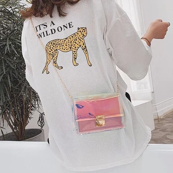 

PINK Handbag Laser Transparent Bag Women Korean Style Shoulder Bag Messenger Bag PVC Waterproof Beach Bag high quality Girls bag