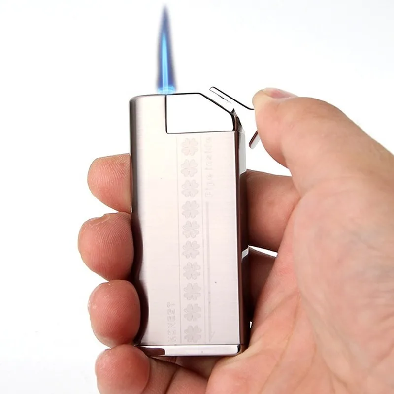 

Blue Fire Color Straight Into The Lighter Zine Aolly Metal Windproof Portable Reusable Encendedores Butane Gas Aansteker