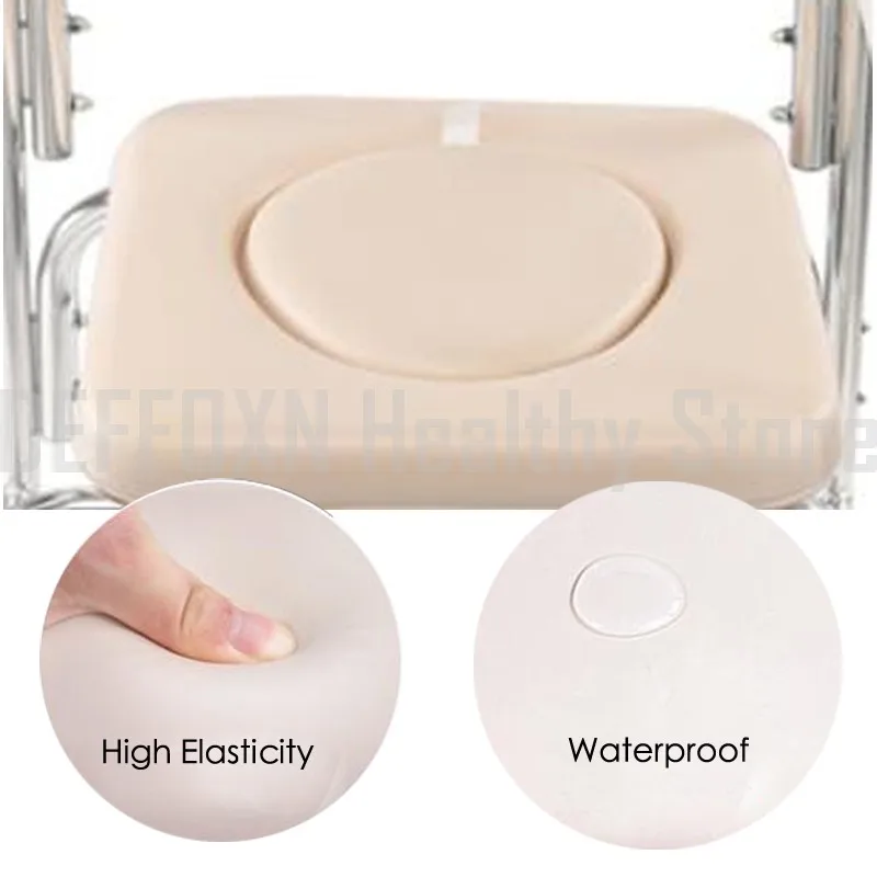 3 in 1 Aluminum Alloy 4-Wheel Brake Bath Chair Toilet Commode Wheelchair for Elderly Pregnant Disabled People Bedpan Foot Pedal