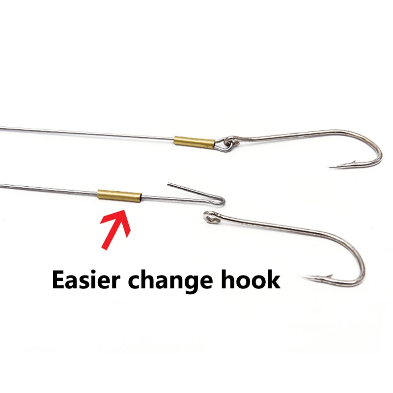 5pcs 27cm 4.3g Bold Steel Wire Anti-bite Large Stainless Steel Quick Change Fishhook Deep Sea Boat /Trolling Fishing Tackle