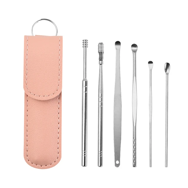 6PCS Ear Cleaner Wax Removal Tool Earpick Sticks Earwax Remover Curette Ear Pick Cleaning Ear Cleanser Spoon Health Care Earpick 05