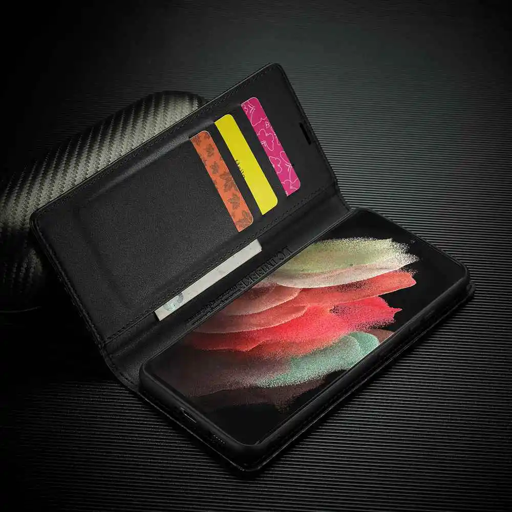 Magnetic Case for Samsung Galaxy S8 S9 S10 S20 S21 S22 Plus Ultra S20FE S21FE Wallet Case PU Leather Classic Flip Cover