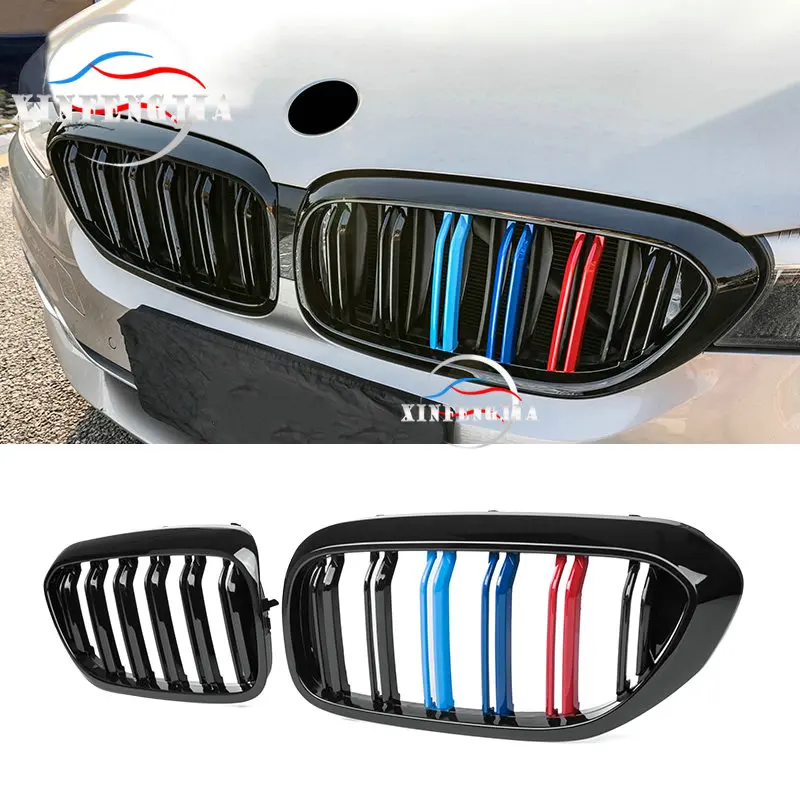 

For BMW New 5 Series G30 17-19 2PCS Front Double Pole Sport Radiator Grille Air Grille Kidney Grille Set Trim M5 M6