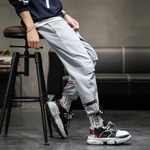 Стиль осенние спортивные мужские однотонные брюки кэжуал цветные брюки комбинезон Молодежные Популярные свободные брюки средней посадки