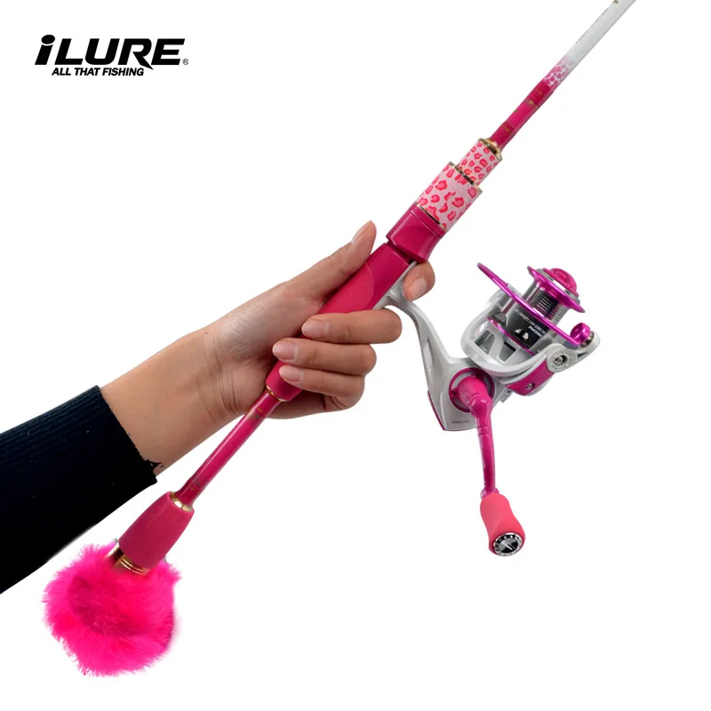 Ilure Pink Fishing Rod 6''/6''6Travel Women Girls Birthday Gifts