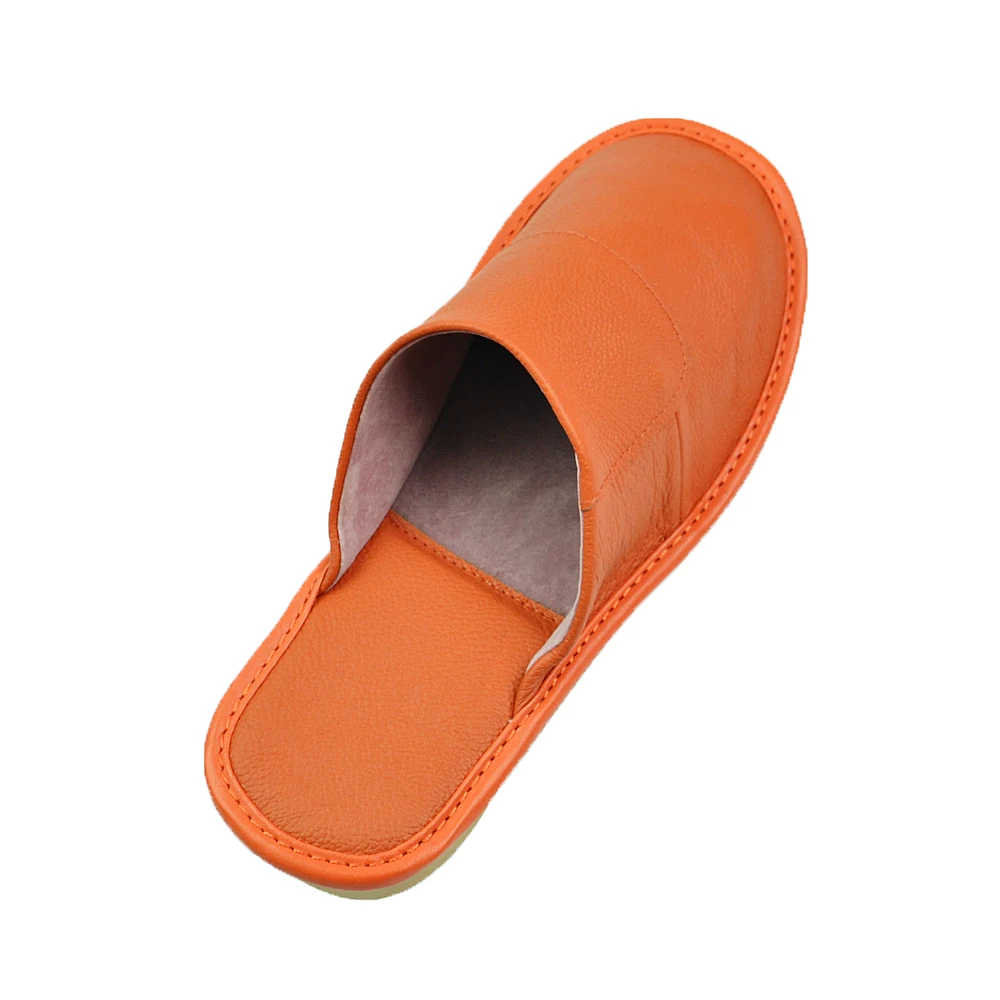 Genuine Cow Leather slippers couple indoor non-slip men women home fashion casual single shoes PVC soft soles spring summer 508