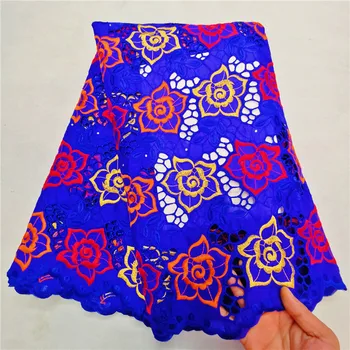

Excellet Blue With Nice Embroidery African Cotton Lace Fabric Latest Swiss Voile Lace Cloth NCH48