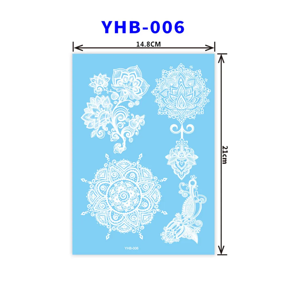 YHB-006 Хна для росписи мехенди кружевные тату-наклейки колье из белого кружева цветок левая временная татуировка наклейка роспись по телу водонепроницаемый для свадьбы - Цвет: YHB-006