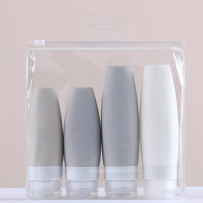 3/4pcs Travel Cosmetics Bottles Silica Gel Mini Empty Container Skincare Shower Gel Shampoo Jars
