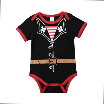 

Newborn Baby's Short-sleeved Jumpsuits Summer Fashion Pirate Style Printing One-piece Triangle Romper