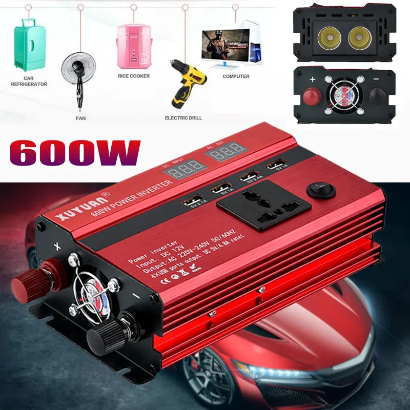 Vehemo Модифицированная синусоида DC24V к AC220V авто Инвертор автомобильный инвертор алюминиевый сплав высокая производительность адаптер трансформатор