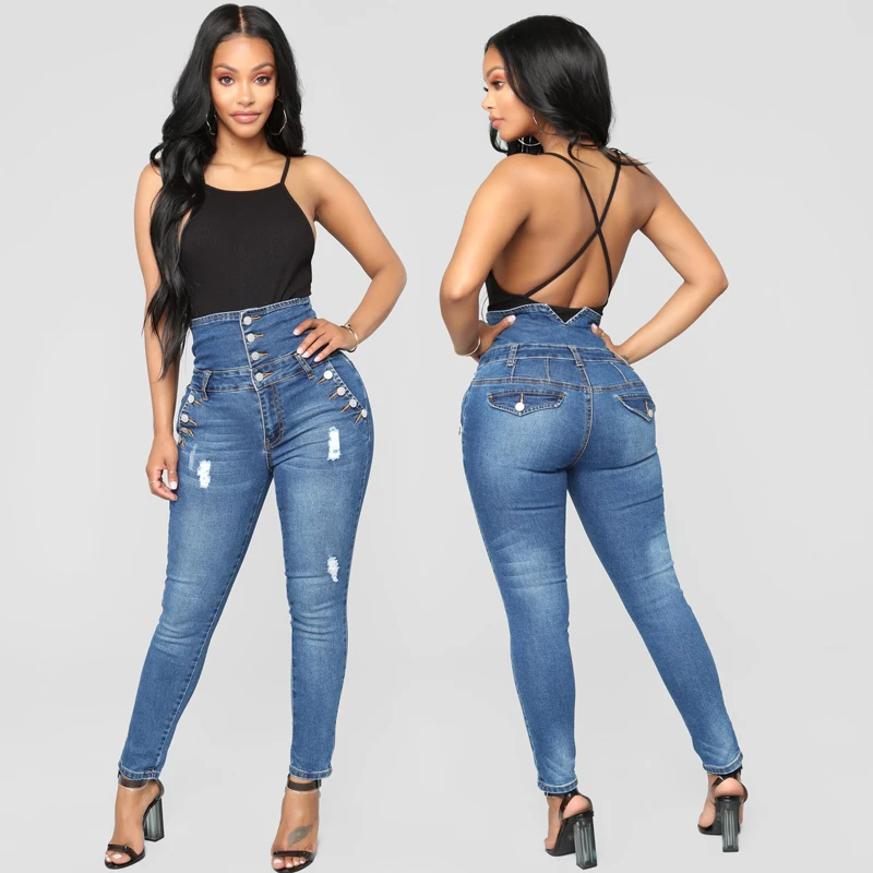 

Women High Waist Skinny Jeans Denim Elastic Women Pencil Jeans Street Fashion Pants