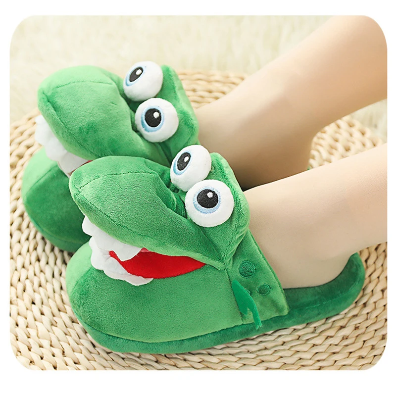 Floor Slipper Crocodile Winter Felt Slippers Women Indoor Home Shoes Warm Soft Platform Shoes Furry Slides Cotton Home Shoes