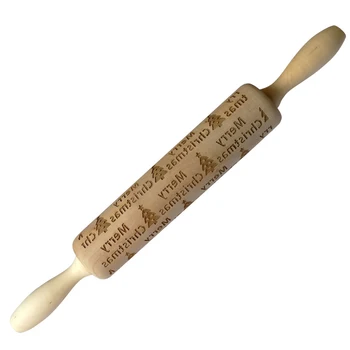 

Embossing Rolling Pin Baking Cookies Cake Dough Xmas Roller Holiday DIY