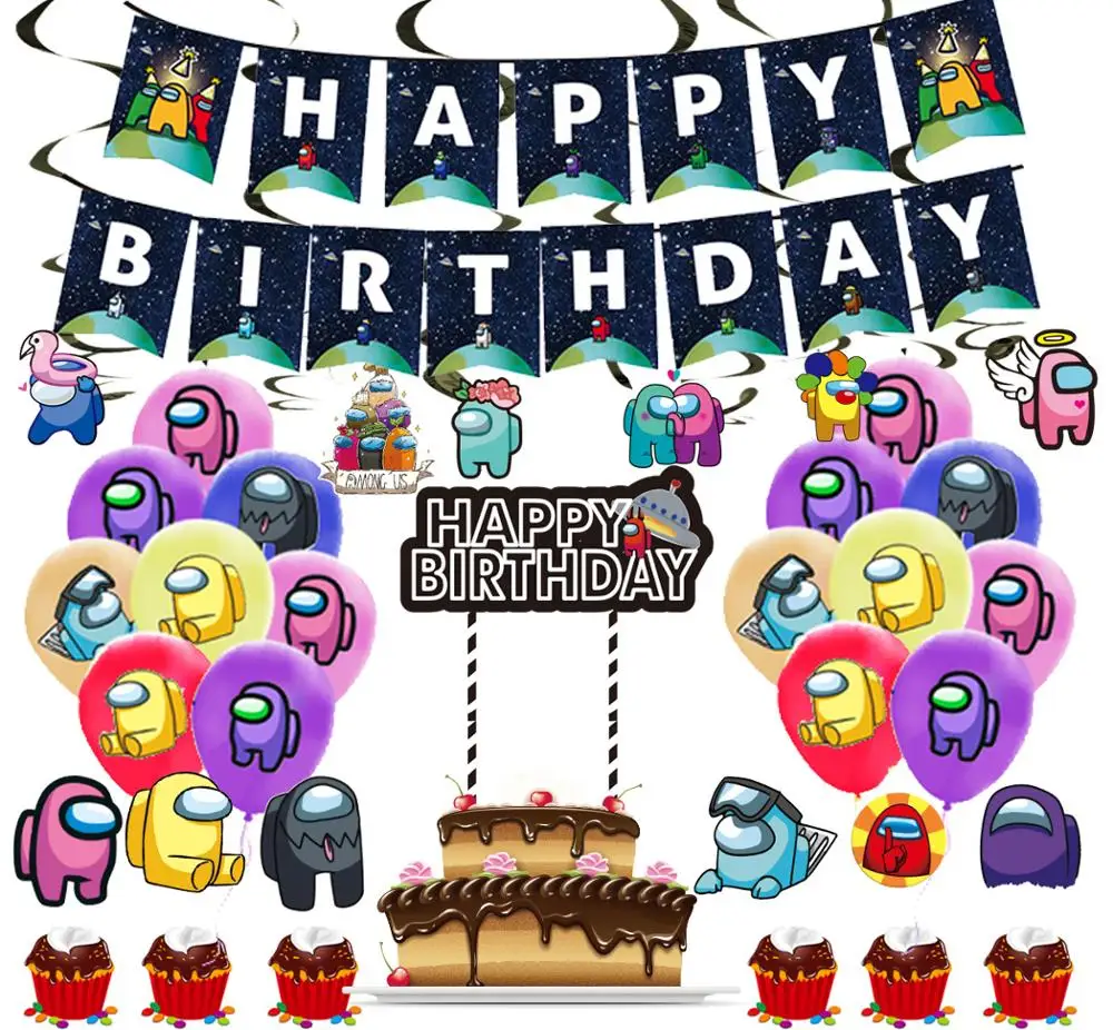 

Disposable Party Tableware Werewolf Killing Birthday Party Decoration Cake Flag Background Wall Banner Spiral Ornaments
