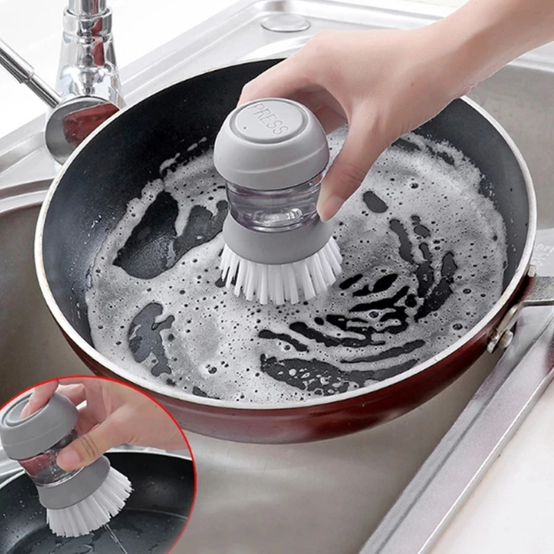 Kitchen Cleaning Brush Home Washing Pot Soap Dispensing Removable