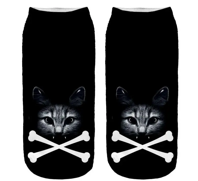 3D calcetines de mujer calcetines tobilleros Chaussette arte cachorro Hosiery moda Cool Funny Cat Life los Sox skpetki damskie - Цвет: cw1
