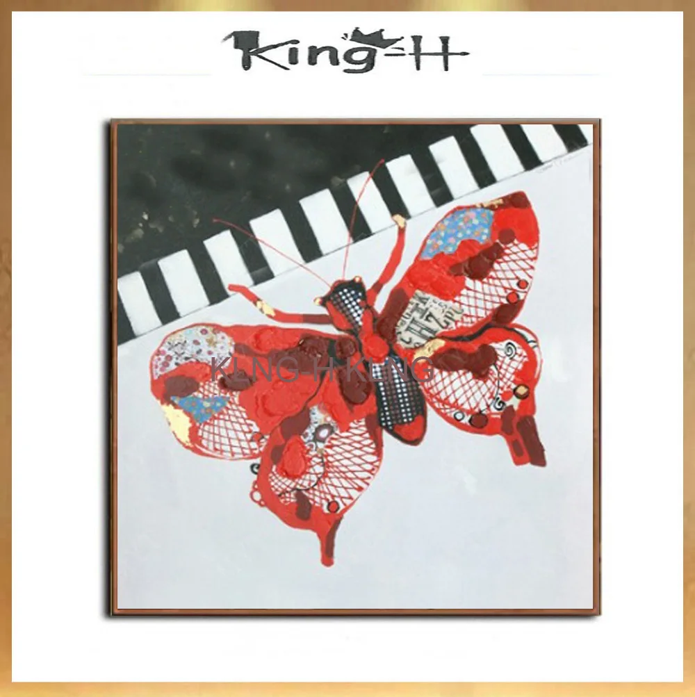 Dipinti Pintura Al Óleo De Animales Abstracta De Arte De Pared Pintado A Mano 100% Sobre Lienzo Mariposa Y Pianoforte Decoración Moderna Para