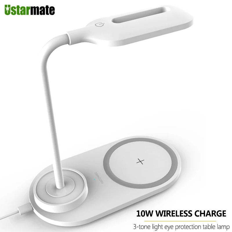 10W Quick Wireless Charging for iphone 11 X Xs XR Xs Pro max 8 8p Wireless Charger Eye Protect Table Lamp Desk for Samsung S20