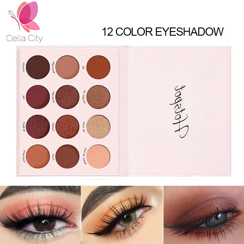

Cellacity 12 Color Glitter Matte Eyeshadow Palette Makeup Glitter Pigment Smoky Eyeshadow Palette Waterproof Cosmetics