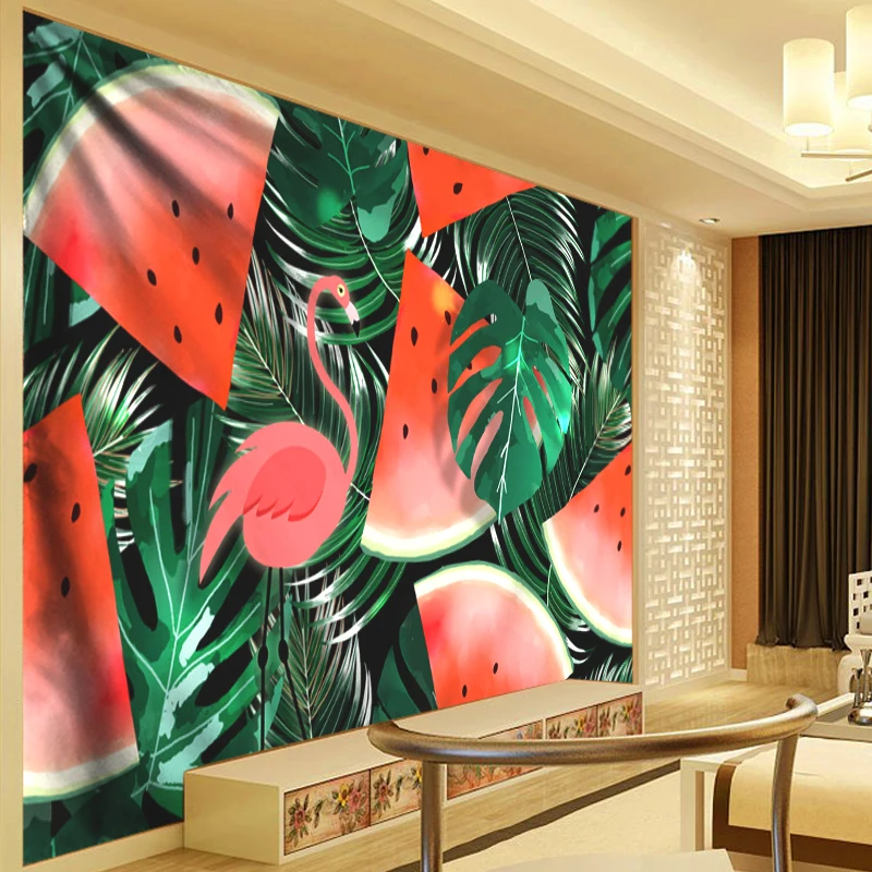 

Watermelon Hippie Tapestry Flamingo Wall Hanging Tropical Plant Leaves Boho Decoration Psychedelic Bedspread Bed Flat Sheets New