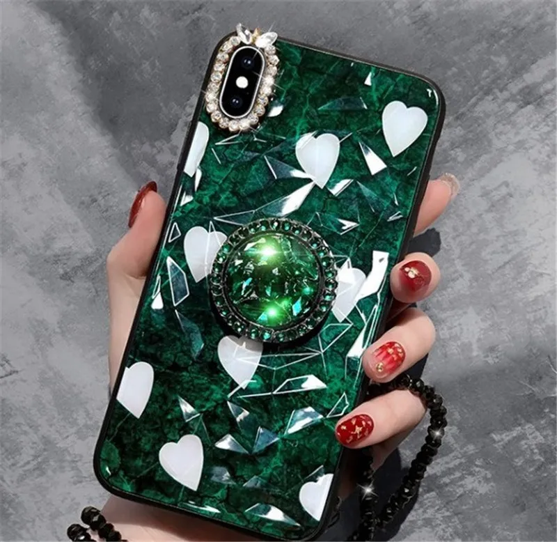 Glitter Love Heart Diamond Soft Case for iphone11 pro XR X XS MAX 6 7 8 PLUS Case Bling Diamond Stand Holder Silicone Cover Capa