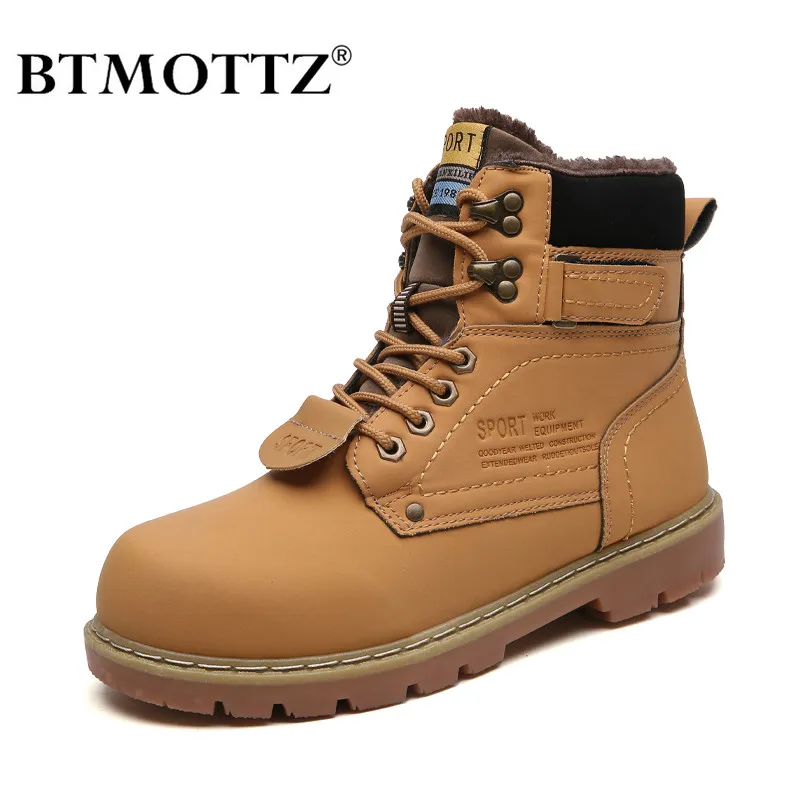 Winter Ankle Boots Men Casual Shoes Outdoor Autumn Leather Waterproof
Work Tooling Mens Boots Warm Military Army Botas BTMOTTZ