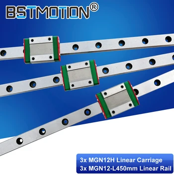 

12mm MGN12 Miniature linear guide 450mm linear rail way with MGN12H Block bearing for 3d printer parts