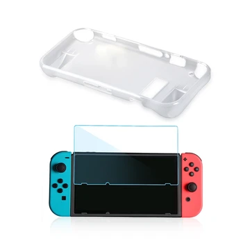 

TPU Anti-Scratch Back Case Cover Premium Crystal Clear Shock with Tempered Glass Screen Protector for Nintendo Switch White