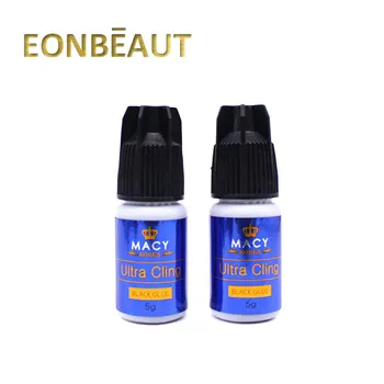 

2 Bottles MACY Ultra Cling Black Glue for Eyelash Extension Profession 1-2 Second Fast Drying False Eyelash Strong Adhesive 5ml