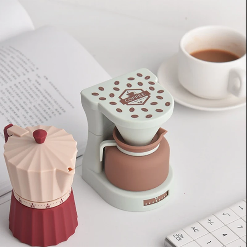 Coffee Machine Modeling Timer Creative Grinder Moka pot Shaped Mini Mechanical Timers-5