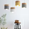 Lampe LED suspendue en fer et bois au design nordique simpliste, design moderne, luminaire décoratif d'intérieur, idéal pour une décoration en macaron, E27 ► Photo 1/6