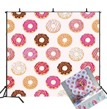 

BEIPOTO Donut Backdrop for photography newborn baby shower photo background 1st birthday party decoration supply banner B-286