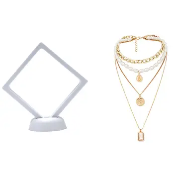 

1pcs Suspended Floating Jewellery Display & 1pcs Punk Multi Layered Pearl Choker Pendant Necklace