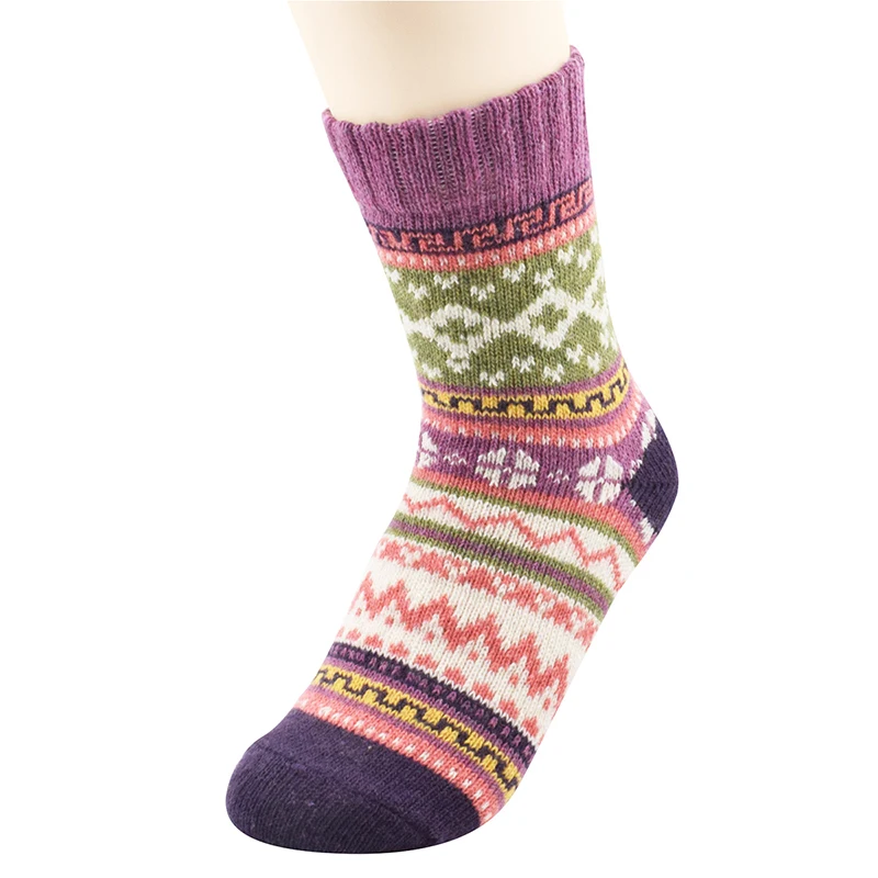 5Pairs/lot New Winter Thick Warm Wool Women Socks Vintage Christmas Socks Colorful Socks Gift Thermal Rabbit Wool Thicken Socks