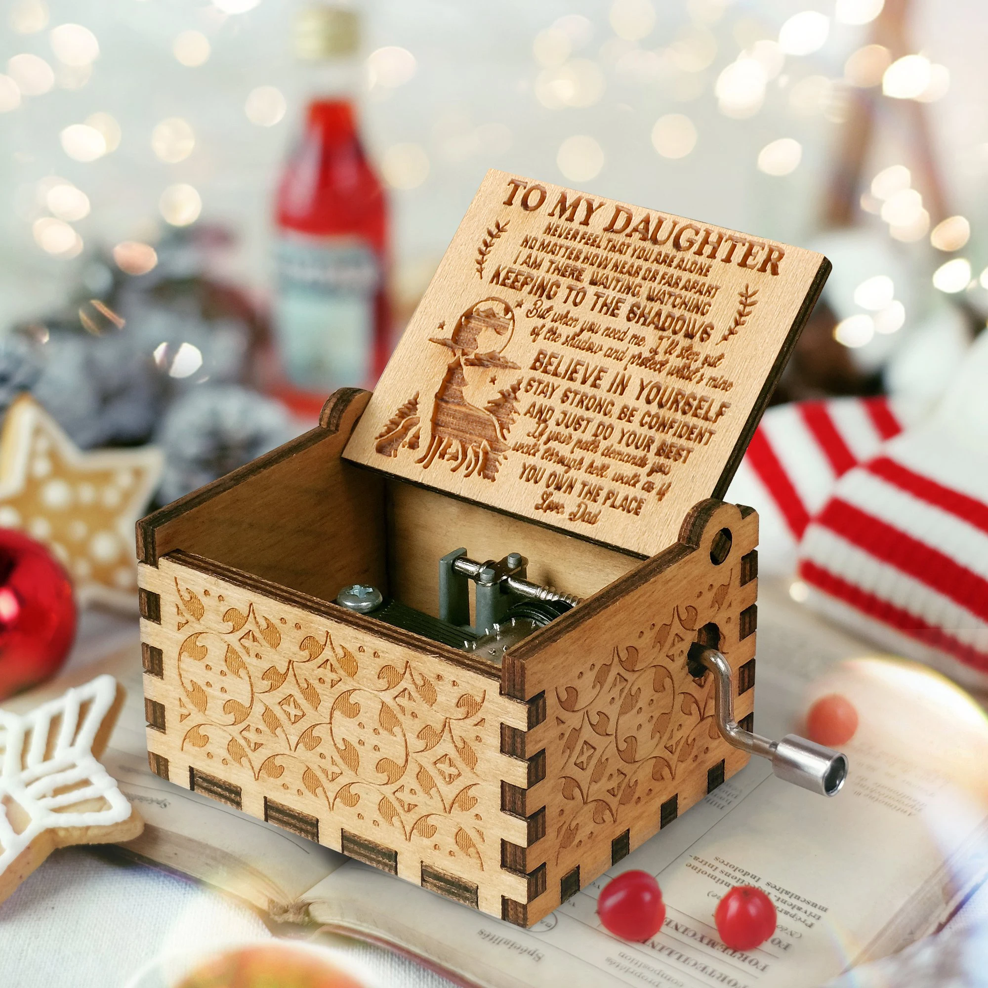 To My Daughter Wooden Music Box You Are My Sunshine Girl Gift Birthday Gift Christmas New Year Gift Home decorations 6
