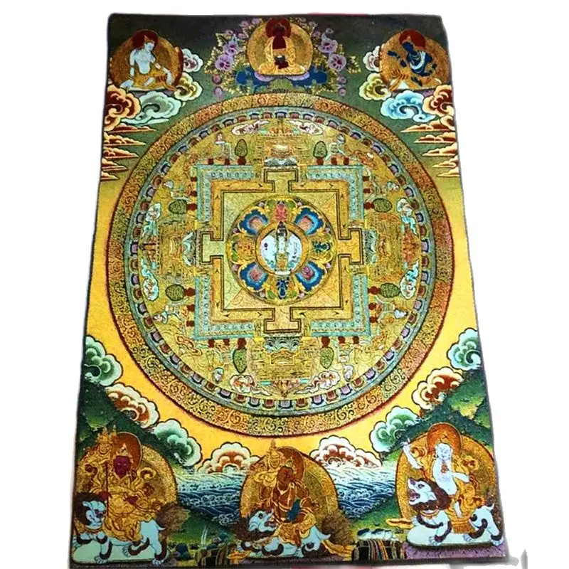 Тибетский Будда шелковая вышивка непальская статуя танга из золотого шелка
