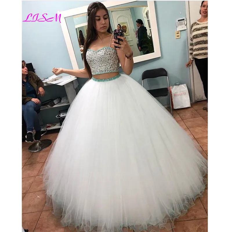 Бальное платье из двух частей для Quinceanera сексуальное женское с бисером милое 16