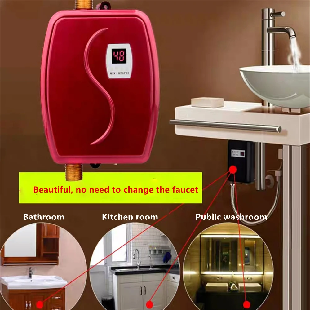 Мгновенный Электрический проточный водонагреватель, кран для горячей воды, кухонный термостат для нагрева воды, бытовой светодиодный температурный дисплей