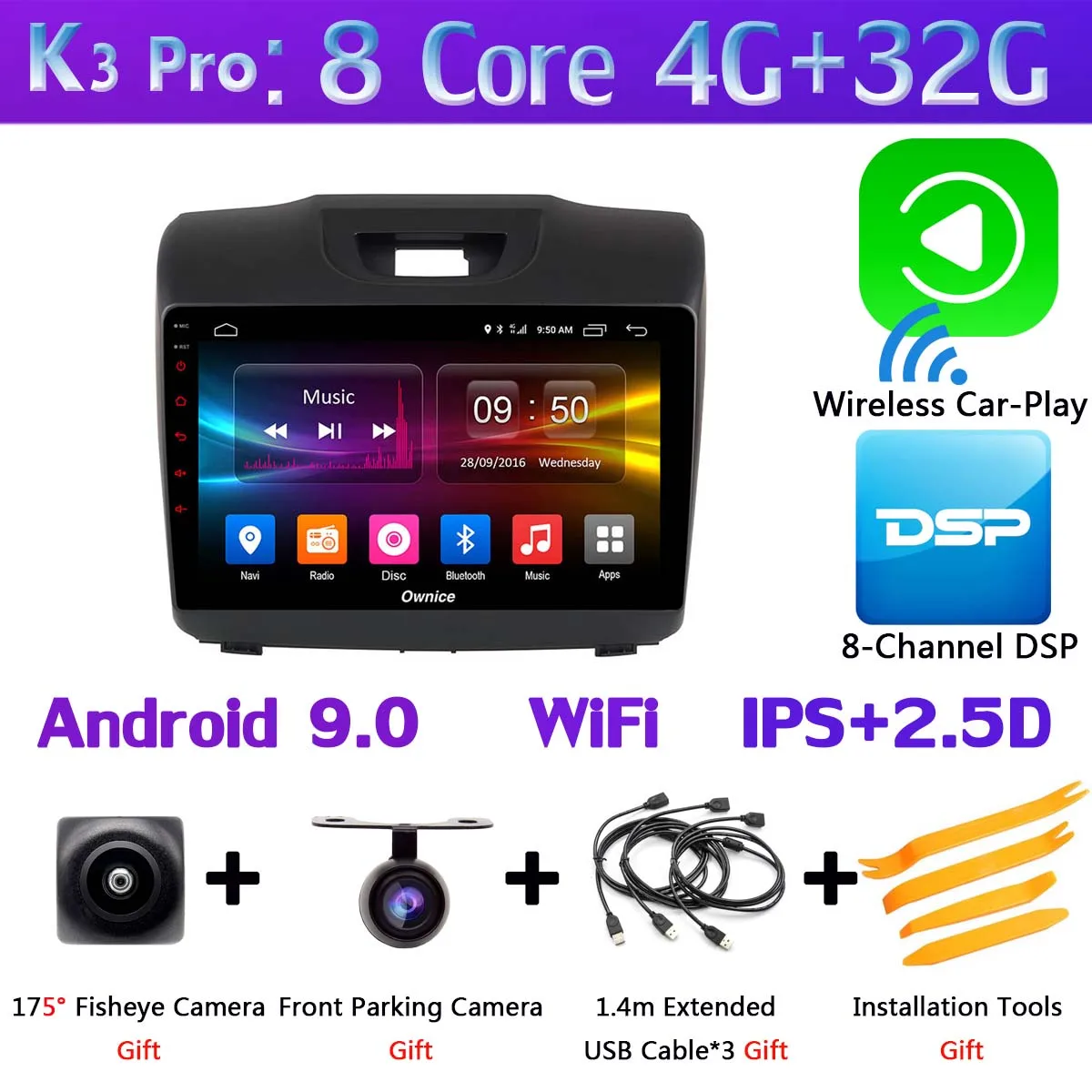 1Din " 360 ° панорамный автомобильный dvd-плеер Android gps для Isuzu D-max MU-X Chevrolet Trailblazer Colorado LT S10 автомобильный DSP Carplay 4G - Цвет: K3 Pro CarPlay