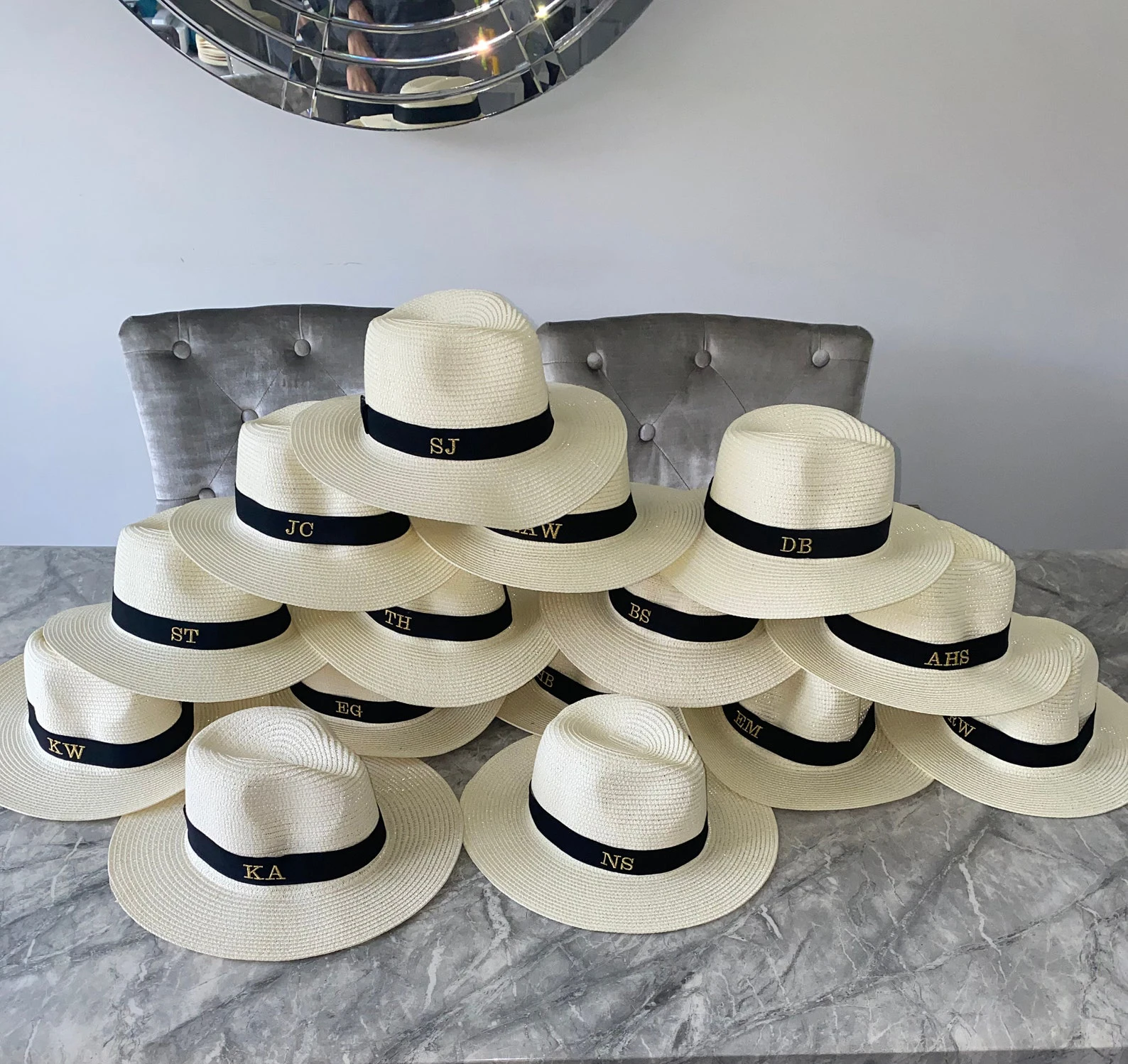 Free Shipping Personalised Embroidered Boater Hat Summer - Wide Brim Embroidery Custom Monogram Straw Fedora | Аксессуары для