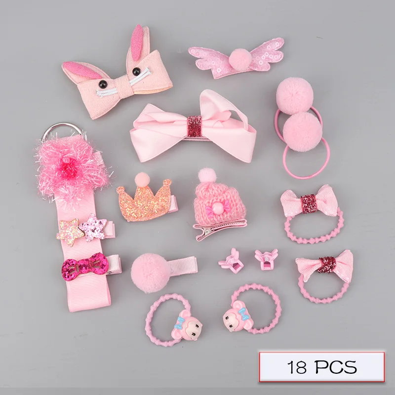 Children's hair accessories set baby hairpin rubber band girl birthday holiday gift cartoon hair accessories grab clip - Цвет: H063-14-A