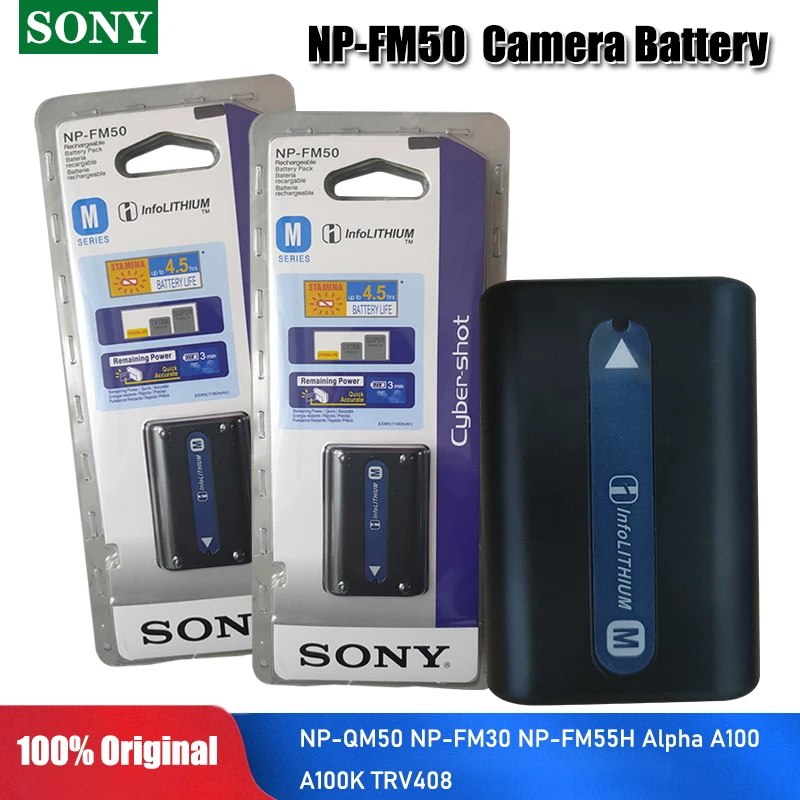 Оригинальные аккумуляторы Sony 7 2 v 1300mAh NP-FM50 NP FM50 FM55H для камеры NP-FM51 NP-FM30 NP-FM55H A100 |