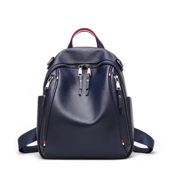 

New Genuine Leather Travel Backpack British Women Female Rucksack Leisure Student School bag Soft cow Leather Women Bags