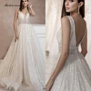Lakshmigown Bling Bling Open Back A Line Wedding Dress 2024 Vestidos de Novia Sexy Bridal Gown Plunging Wedding Gowns Customized 1